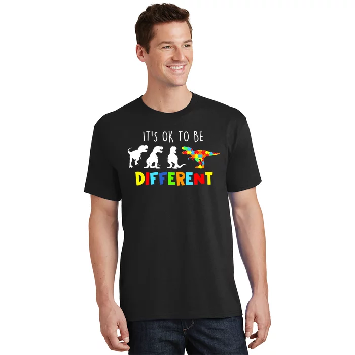 Autism Awareness Dinosaur Boy Its Ok To Be Different T-Shirt