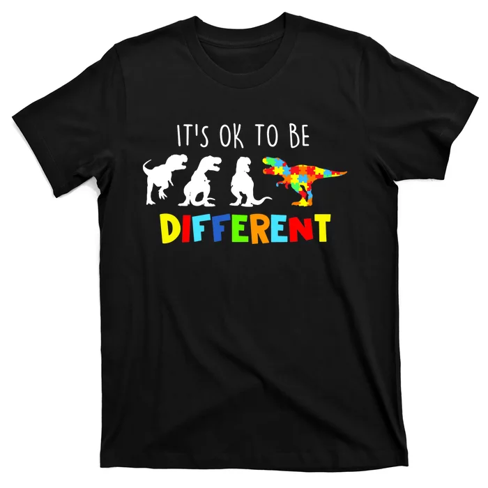 Autism Awareness Dinosaur Boy Its Ok To Be Different T-Shirt