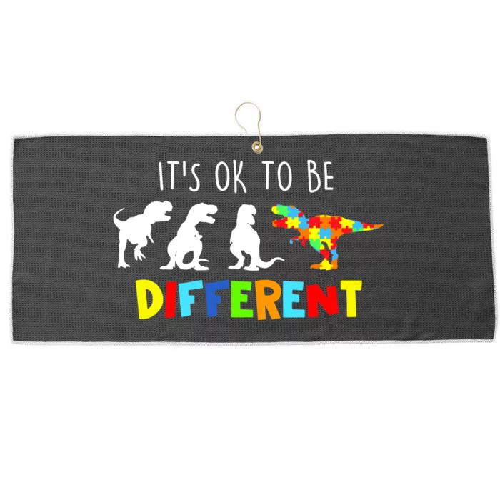 Autism Awareness Dinosaur Boy Its Ok To Be Different Large Microfiber Waffle Golf Towel