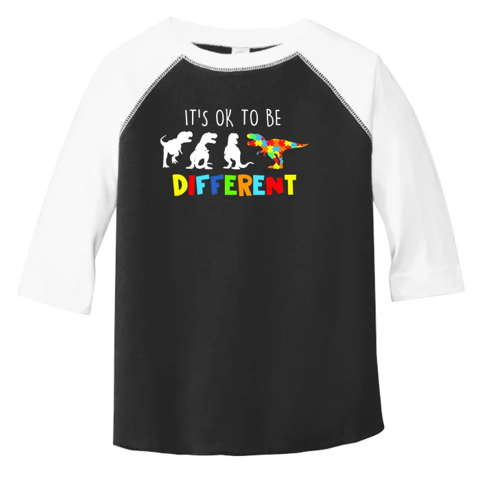 Autism Awareness Dinosaur Boy Its Ok To Be Different Toddler Fine Jersey T-Shirt