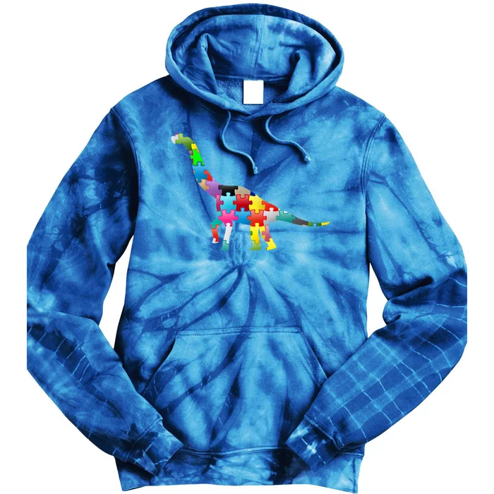 Autism Awareness Day Dinosaur Gift Tie Dye Hoodie