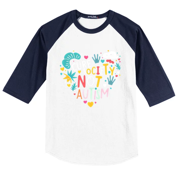 Autism Awareness Day Cure Society Not Autism Cute Acceptance Funny Gift Baseball Sleeve Shirt