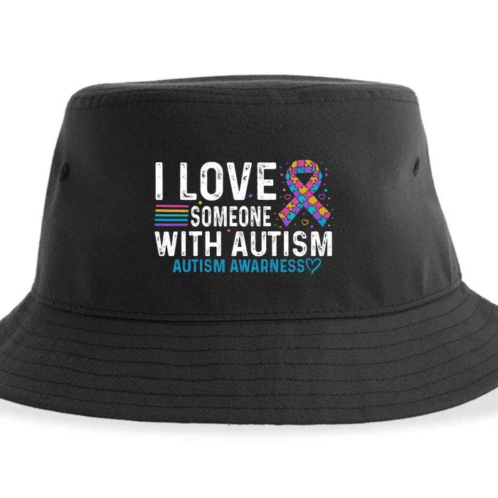 Autism Awareness Day Heart I Love Someone With Autism Sustainable Bucket Hat