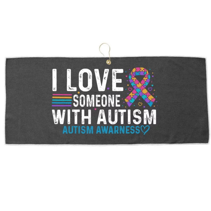 Autism Awareness Day Heart I Love Someone With Autism Large Microfiber Waffle Golf Towel