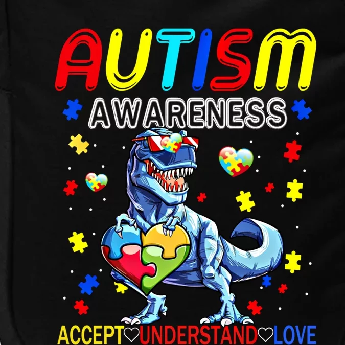 Autism Awareness Day T Rex Dinosaur Puzzle Piece Gift Impact Tech Backpack