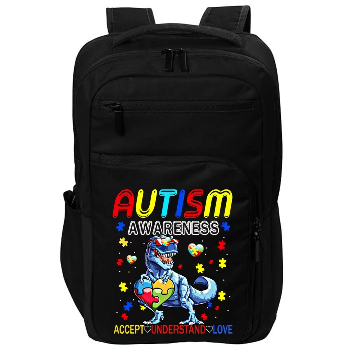 Autism Awareness Day T Rex Dinosaur Puzzle Piece Gift Impact Tech Backpack