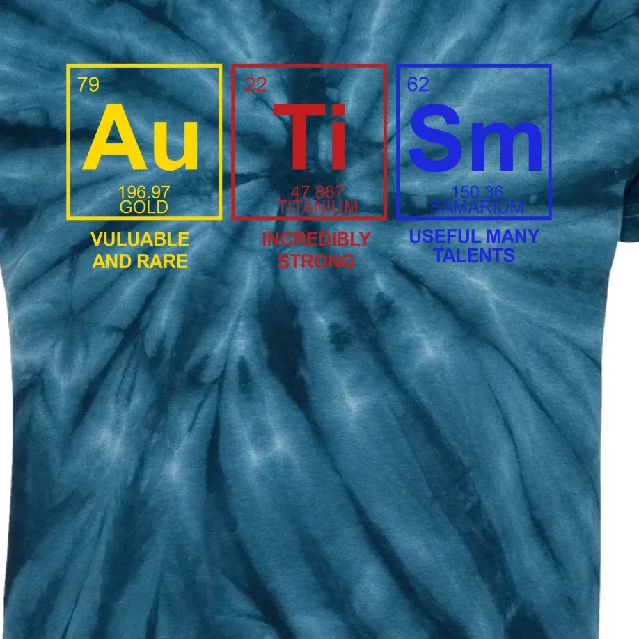 Autism Awareness Elements Periodic Table Kids Tie-Dye T-Shirt