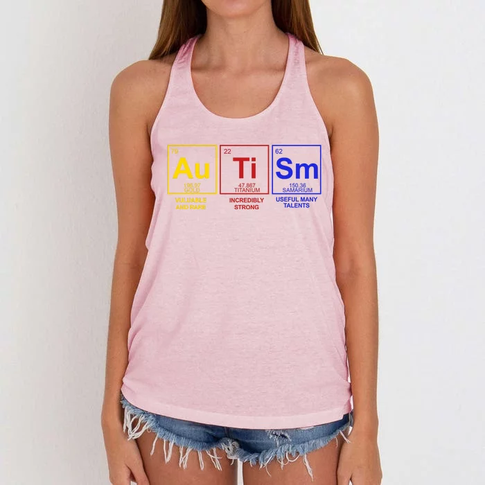 Autism Awareness Elements Periodic Table Women's Knotted Racerback Tank