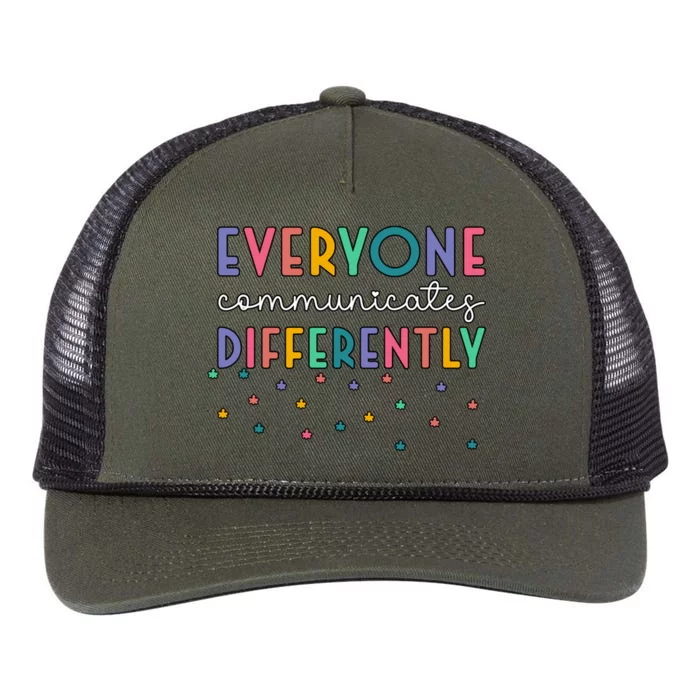 Autism Awareness Everyone Communicates Differently Gift Retro Rope Trucker Hat Cap