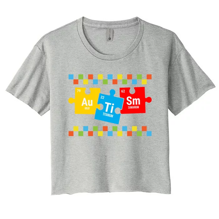 Autism Awareness Elets Periodic Table Asd Gift Women's Crop Top Tee