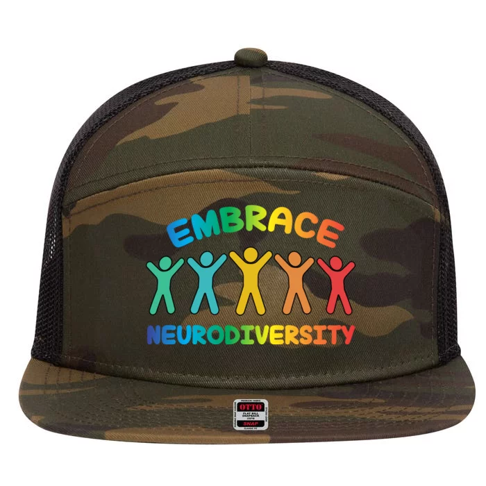 Autism Awareness Embrace Neurodiversity 7 Panel Mesh Trucker Snapback Hat