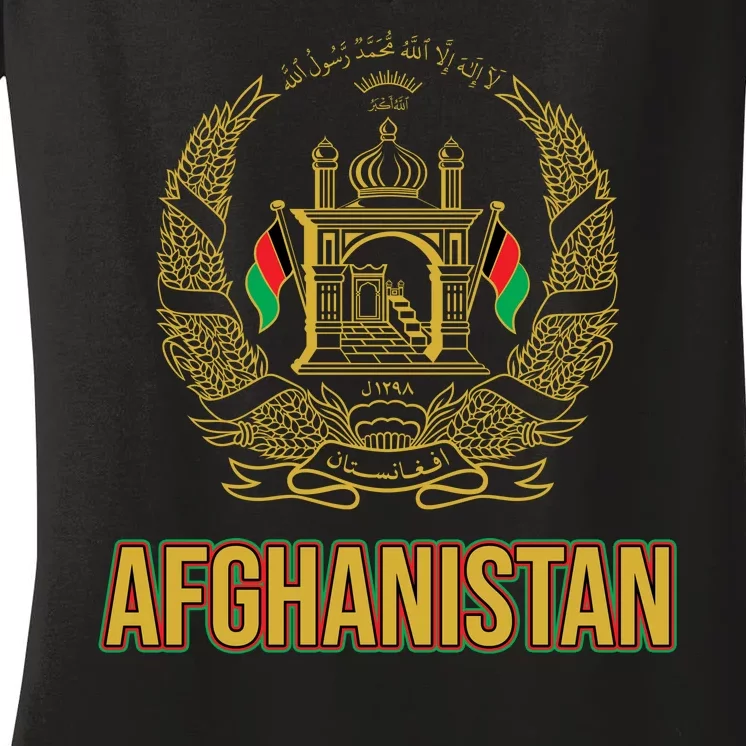 AFG Afghanistan Emblem Women's V-Neck T-Shirt