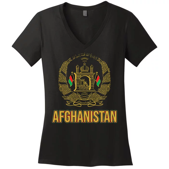 AFG Afghanistan Emblem Women's V-Neck T-Shirt