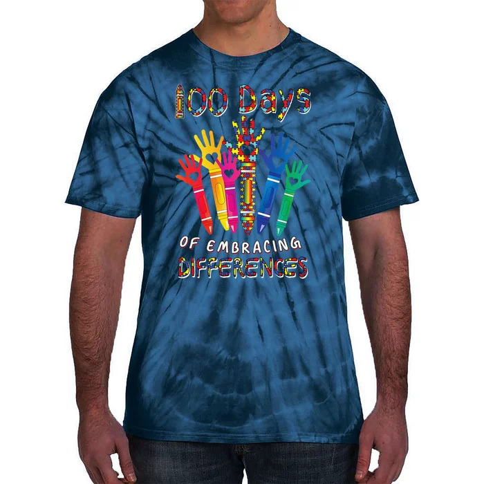 Autism Awareness Embrace Differences 100 Days Of School IEP Tie-Dye T-Shirt