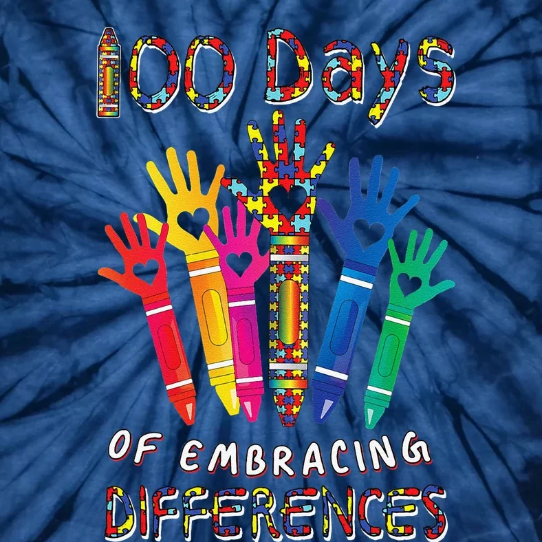 Autism Awareness Embrace Differences 100 Days Of School IEP Tie-Dye T-Shirt