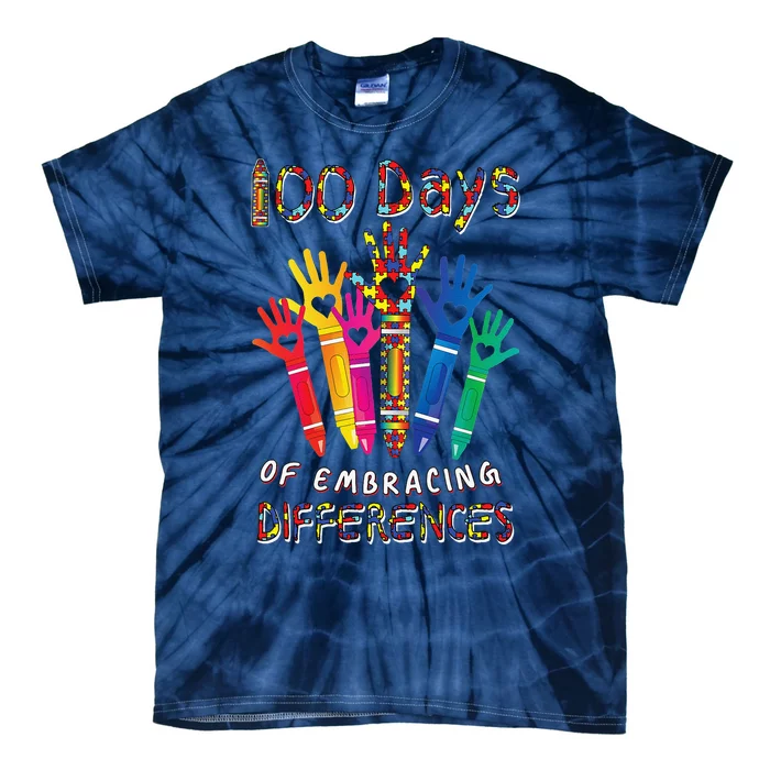 Autism Awareness Embrace Differences 100 Days Of School IEP Tie-Dye T-Shirt