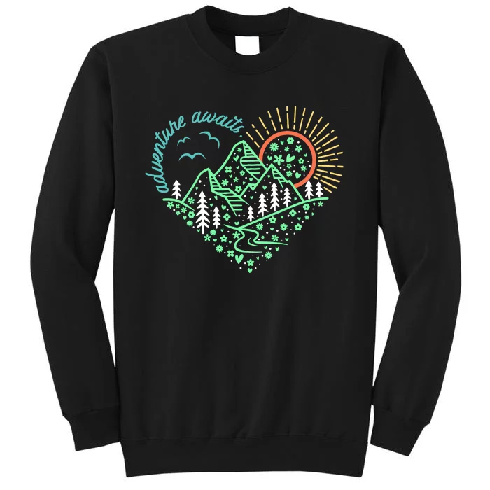 Adventure Awaits Explore More Nature Hiking Camping Tall Sweatshirt