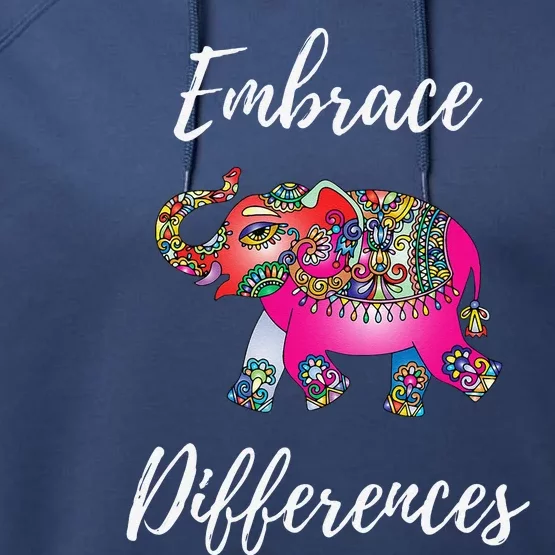 Autism Awareness Embrace Differences Elephant Performance Fleece Hoodie