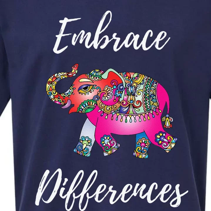 Autism Awareness Embrace Differences Elephant Sueded Cloud Jersey T-Shirt