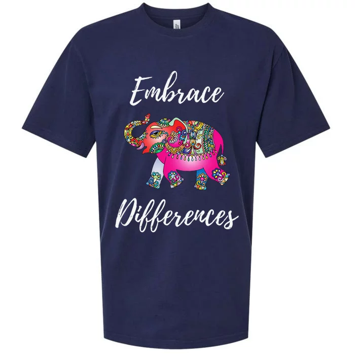 Autism Awareness Embrace Differences Elephant Sueded Cloud Jersey T-Shirt