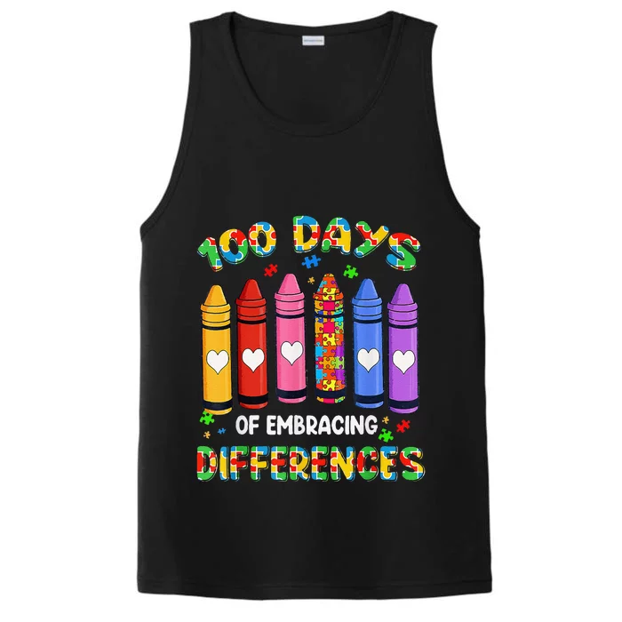 Autism Awareness Embrace Differences 100 Days Of School Performance Tank