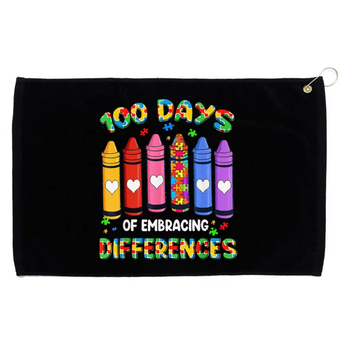 Autism Awareness Embrace Differences 100 Days Of School Grommeted Golf Towel