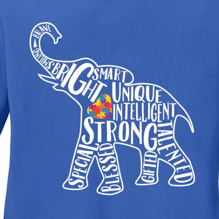 Autism Awareness Elephant Gift Heart Puzzle Piece Gift Ladies Long Sleeve Shirt