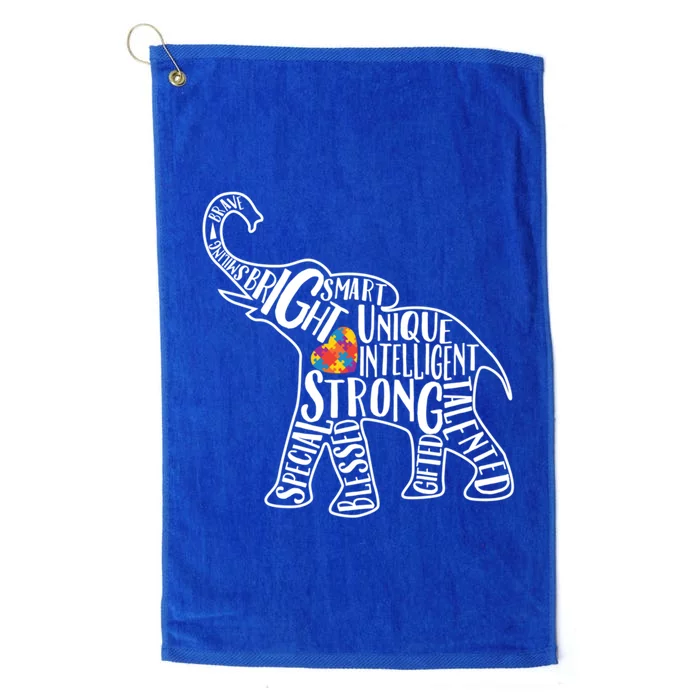 Autism Awareness Elephant Gift Heart Puzzle Piece Gift Platinum Collection Golf Towel