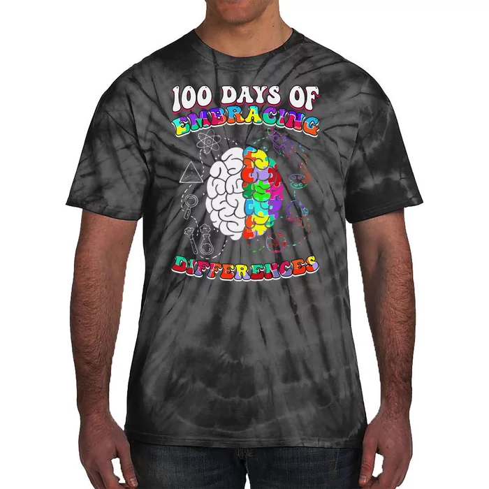 Autism Awareness Embrace Differences 100 Days Of School IEP Tie-Dye T-Shirt