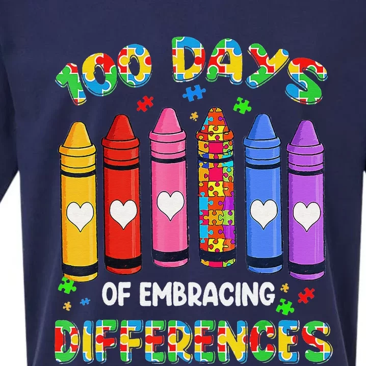 Autism Awareness Embrace Differences 100 Days Of School Sueded Cloud Jersey T-Shirt