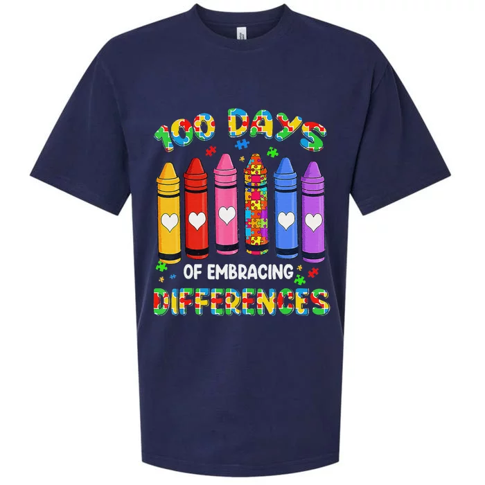 Autism Awareness Embrace Differences 100 Days Of School Sueded Cloud Jersey T-Shirt