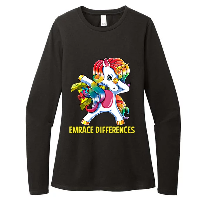 Autism Awareness Embrace Differences Dabbing Unicorn Gift Great Gift Womens CVC Long Sleeve Shirt