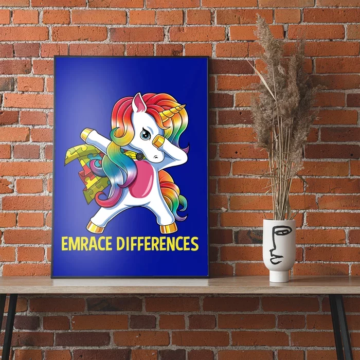 Autism Awareness Embrace Differences Dabbing Unicorn Gift Meaningful Gift Poster