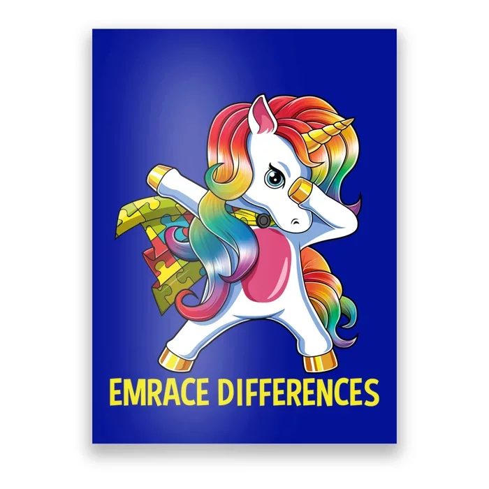 Autism Awareness Embrace Differences Dabbing Unicorn Gift Meaningful Gift Poster