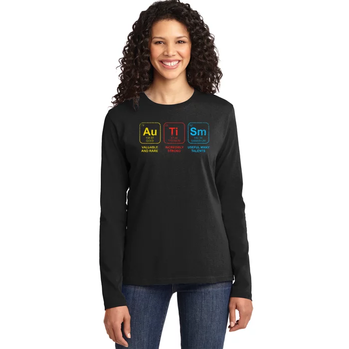 Autism Awareness Elements Periodic Table Asd Ladies Long Sleeve Shirt