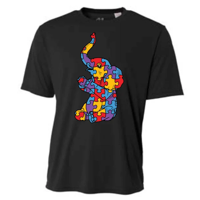 Autism Awareness Elephant Puzzle Pieces Cooling Performance Crew T-Shirt