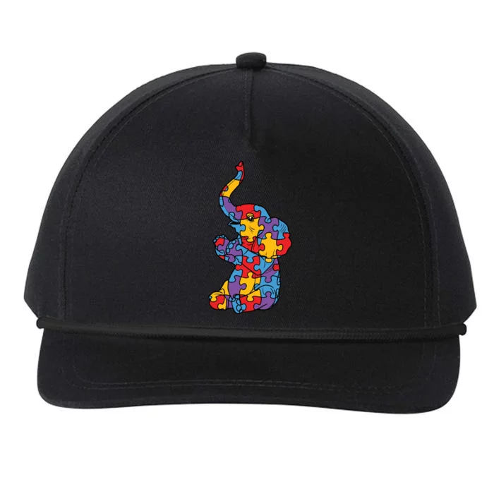 Autism Awareness Elephant Puzzle Pieces Snapback Five-Panel Rope Hat