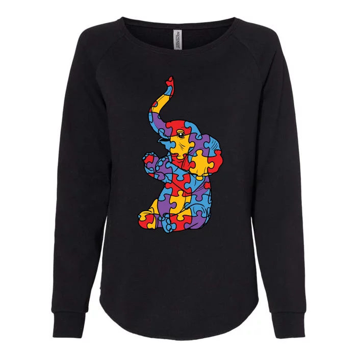 Autism Awareness Elephant Puzzle Pieces Womens California Wash Sweatshirt