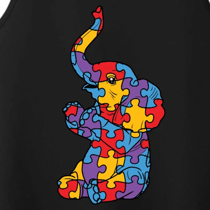 Autism Awareness Elephant Puzzle Pieces Performance Tank