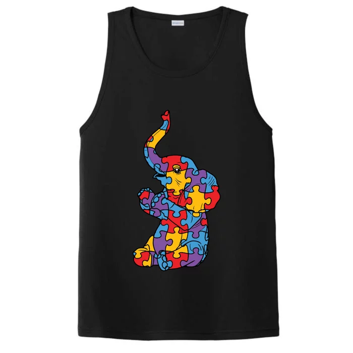 Autism Awareness Elephant Puzzle Pieces Performance Tank