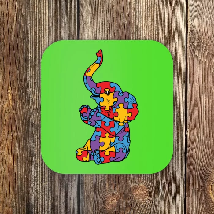 Autism Awareness Elephant Puzzle Pieces Coaster