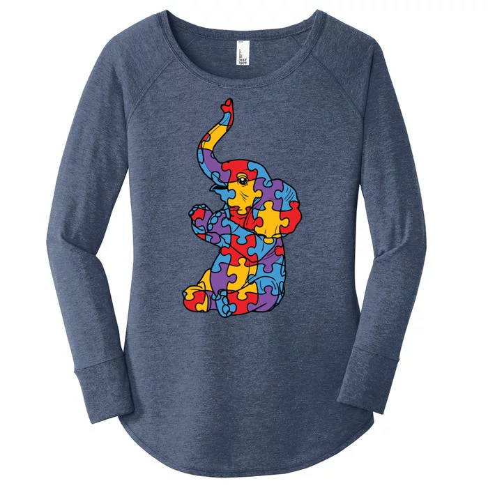 Autism Awareness Elephant Puzzle Pieces Women's Perfect Tri Tunic Long Sleeve Shirt