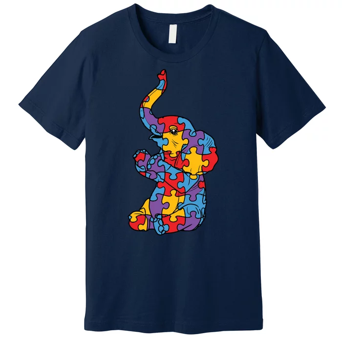 Autism Awareness Elephant Puzzle Pieces Premium T-Shirt