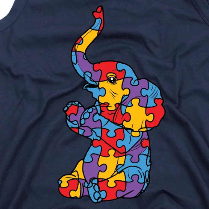 Autism Awareness Elephant Puzzle Pieces Tank Top