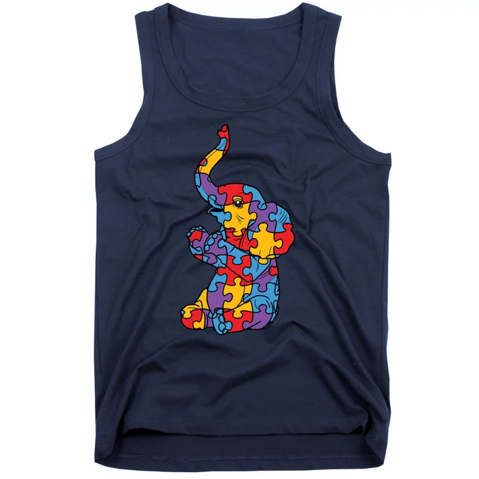 Autism Awareness Elephant Puzzle Pieces Tank Top