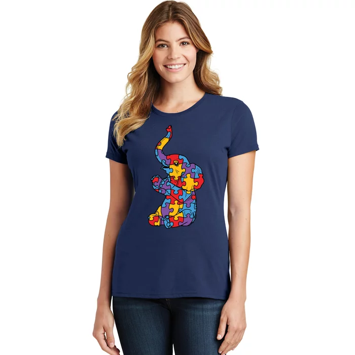 Autism Awareness Elephant Puzzle Pieces Women's T-Shirt