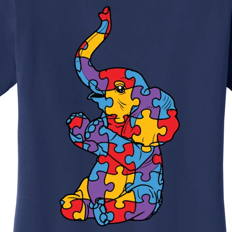 Autism Awareness Elephant Puzzle Pieces Women's T-Shirt