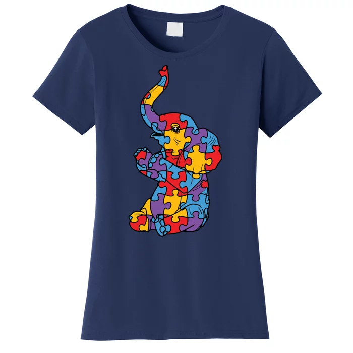 Autism Awareness Elephant Puzzle Pieces Women's T-Shirt