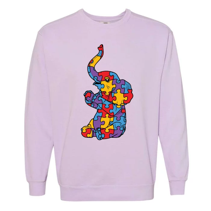 Autism Awareness Elephant Puzzle Pieces Garment-Dyed Sweatshirt