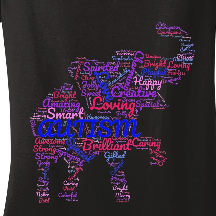 Autism Awareness Elephant Women's V-Neck T-Shirt